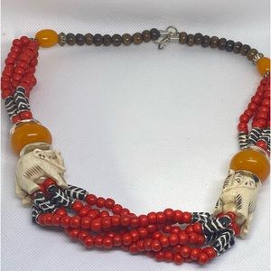 Classy Tibetan Butterscotch Amber Stone Beaded Necklace